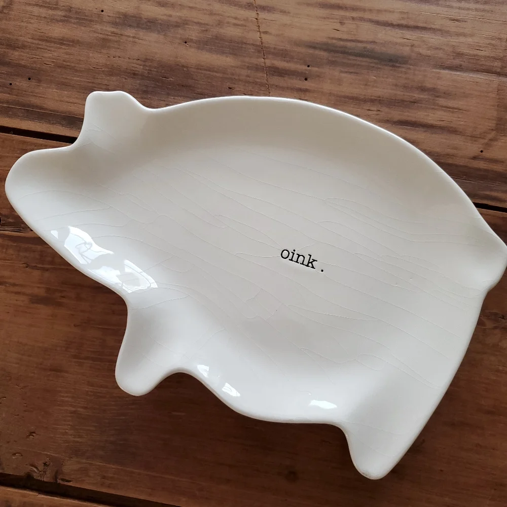 Magenta oink Ceramic Plate Rae Dunn Original Collectors Pig Plate